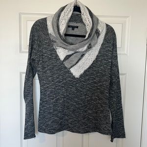 For Cynthia Gray & White Cowl Neck Sweater Size Medium